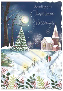 a christmas card that says sending you christmas blessings