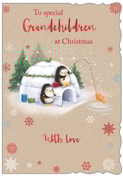 a card that says to special grandchildren at christmas with love
