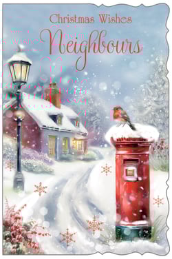 a christmas card that says christmas wishes neighbours