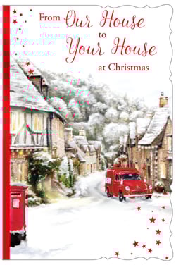 a christmas card that says from our house to your house at christmas