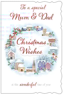 a christmas card says to a special mum and dad at this wonderful time of year