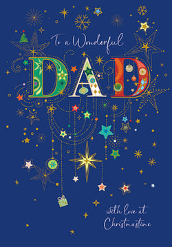 a christmas card that says to a wonderful dad with love at christmastime