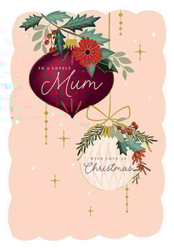 a christmas card that says to a lovely mum with love at christmas