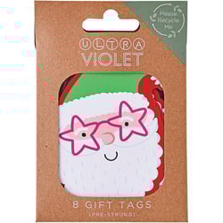 a package of 8 gift tags with santa on them