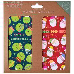 a pack of 2 money wallets that say smelly christmas