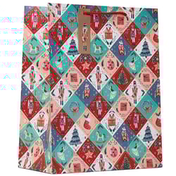 a christmas bag with a nutcracker pattern on it