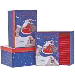a set of three boxes that say merry christmas