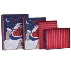 a set of three boxes that say merry christmas