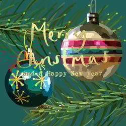 a merry christmas and a happy new year greeting card