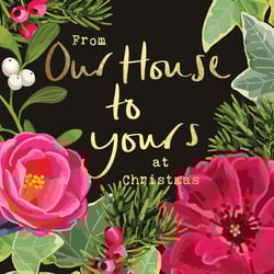 a christmas card that says from our house to yours at christmas