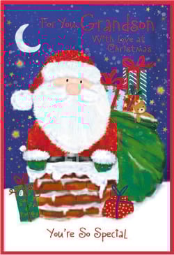 a christmas card that says for you grandson with love at christmas