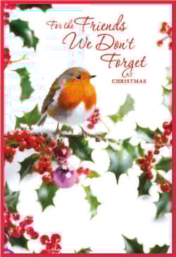 a christmas card that says for the friends we do n't forget at christmas