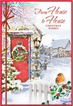 a christmas card that says from house to house