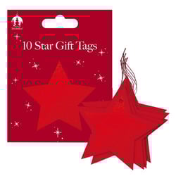 a package of 10 red star gift tags