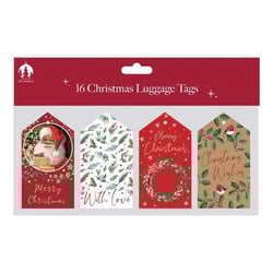 a package of 16 christmas luggage tags with santa claus on them