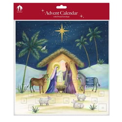 an advent calendar with a picture of a nativity scene