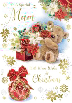 a christmas card that says to a special mum with warm wishes at christmas