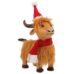 a stuffed animal wearing a santa hat and scarf