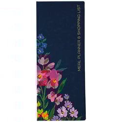 a meal planner and shopping list with flowers on it