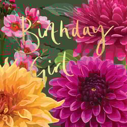 a birthday card with flowers and the words `` birthday girl ''