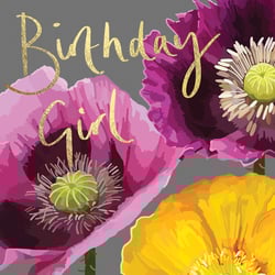 a birthday card with flowers and the words birthday girl