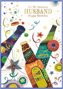 a birthday card for a husband with beer bottles on it