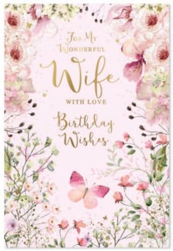 a birthday card for a wonderful wife with love