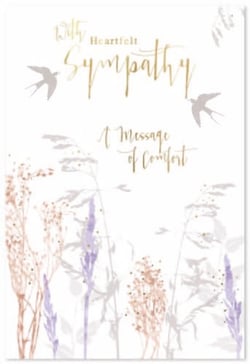 a sympathy card with flowers and birds on it