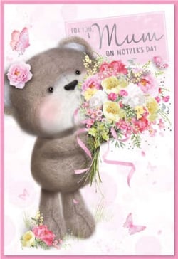 a card with pink flowers and the words with love