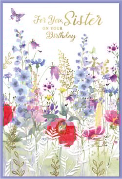 a birthday card that says for you sister on your birthday