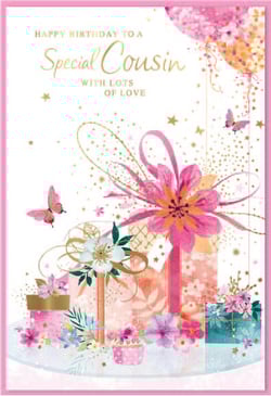 a birthday card for a special cousin with lots of love
