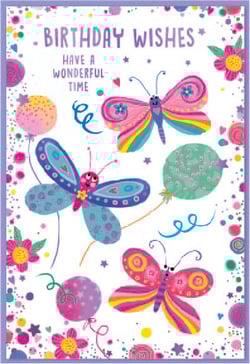 a birthday card that says birthday wishes have a wonderful time