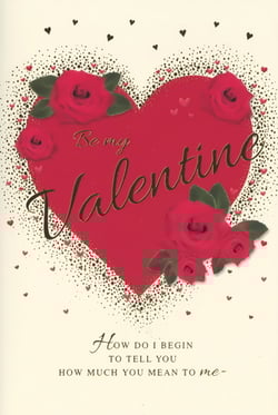 Help your customers express their deepest affection this Valentine's Day with this beautiful 'Open Female' card from Simon Elvin. This exquisite design features a striking red heart, elegantly embellished with vibrant roses and delicate sparkling accents. The prominent gold-foiled message, 'Be my Valentine', sets a romantic tone, perfectly complemented by the heartfelt sentiment inside: 'How do I begin to tell you how much you mean to me'. Ideal for a special female recipient, this card offers a classic yet charming way to convey love. Available in a convenient pack of 6, it's a must-have for your Valentine's card selection.