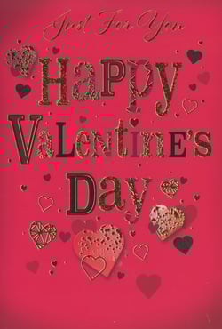 Help your customers celebrate love this Valentine's Day with our stunning 'Open Male' card from Simon Elvin. Set against a vibrant red backdrop, this card features elegant gold script wishing 'Just For You' and bold 'Happy Valentine's Day' lettering, enhanced with luxurious textured and glittery gold details. A charming array of hearts, from delicate outlines to intricate patterns and shimmering textures, completes the sophisticated design. This versatile card is perfect for conveying warm wishes to any special man in their life, or indeed, anyone they cherish. Available in convenient packs of 6, these cards are a must-have for your seasonal display.