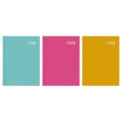 a set of three colorful notebooks with the year 2025 on them .