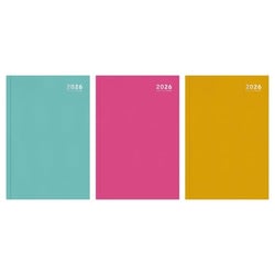 three different colored notebooks with the year 2026 on them .