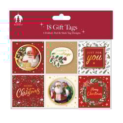 Add a touch of festive charm to every present with our 18 Traditional Hand Finished Gift Tags from Tallon. This delightful pack, part of the Festive Wonderland collection, includes 6 unique folded, peel & stick designs, ensuring there's a perfect tag for every gift. Featuring classic Christmas imagery like jolly Santa, elegant holly, and cheerful robins, alongside heartfelt messages such as 'Merry Christmas,' 'Season's Greetings,' and 'Just For You.' These beautifully crafted tags make gift-giving effortless and add a truly special finish. Available in a convenient 1x12 pack size for your retail needs.