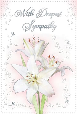 a card that says with deepest sympathy on it