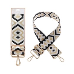 a black and gold purse strap with gold hooks