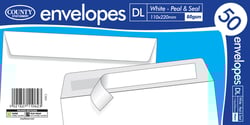 Stock up your office with County Stationery's reliable DL White Peel & Seal Envelopes. This wholesale pack includes 20 individual packs, each containing 50 crisp white envelopes – providing you with a total of 1000 envelopes! Measuring 110x220mm, these versatile envelopes are perfect for standard business correspondence and everyday mailing.

Crafted from quality 80gsm paper, they offer a professional finish for your documents. The convenient peel and seal closure ensures quick, secure mailing without the need for moistening. Choose County Stationery for a practical and presentable solution to your mailing needs. Plus, the paper is widely recyclable, supporting your eco-friendly initiatives.