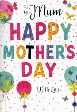 Celebrate Mum in the most delightful way with this vibrant Mother's Day card from Simon Elvin. Designed with love, this cheerful card features a playful 'Happy Mother's Day' message in an array of colourful, patterned letters that truly pop. Adorned with charming balloons, delicate butterflies, and a scattering of confetti, it's a wonderfully bright and heartfelt way to show appreciation.

Perfect for retailers looking to offer their customers something special, each card expresses warmth with 'For you, Mum' and 'With Love'. Stock up on these beautiful designs, available in a convenient pack of 6, and help your customers make Mum's day extra memorable.
