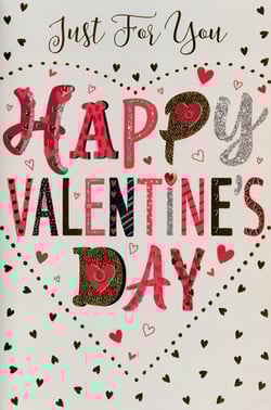 Make Valentine's Day extra special with this vibrant "Just For You" card from Simon Elvin. Adorned with dazzling glitter and playful heart patterns, its eye-catching design is sure to delight.

This "Open Male" card offers a versatile choice for any male recipient, making it a must-have for your seasonal display. The bold, textured lettering and charming heart details create a truly memorable greeting. Stock up with our convenient 1x6 pack and ensure your customers find the perfect message of love this Valentine's Day.