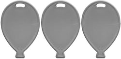 Three gray balloons with "CE" written on them.