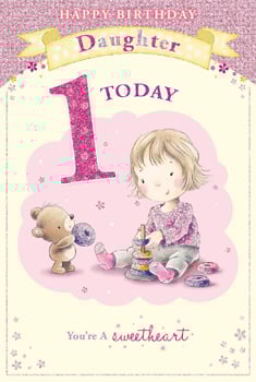 A daughter's birthday card for one today.