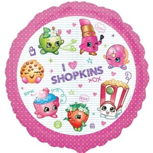 A balloon that says "I love Shopkins" on it.