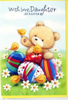 Daughter Easter Card - Simon Elvin
Bring a touch of sweetness to your Easter card selection with this adorable 'Daughter' design from Simon Elvin. This charming card features a cuddly teddy bear surrounded by fluffy yellow chicks and beautifully decorated Easter eggs, all nestled amongst cheerful daisies. The vibrant colours and heartwarming illustration make it the perfect way to send love to a special daughter this Easter.
Stock up your shelves with this delightful card, sure to be a popular choice for customers looking for that perfect message. Each pack contains 6 cards, ensuring you're well-prepared for the festive season. A truly lovely card that captures the joy of Easter.