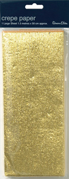 A package of gold crepe paper is shown.