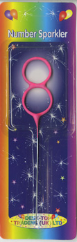 A pink number sparkler with the number 8 on it.