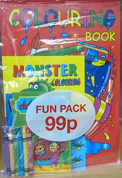 a fun pack of crayons and a colouring book for 99p