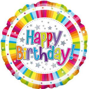 A colorful balloon with the words "happy birthday" written on it.